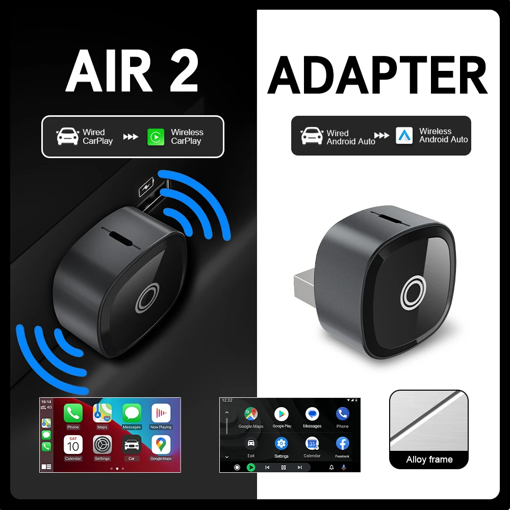 2 в 1, новый беспроводной CarPlay Android Auto USB-адаптер, умный мини-приставка OTA, онлайн-обновление для Volkswagen Toyota Nissan Honda