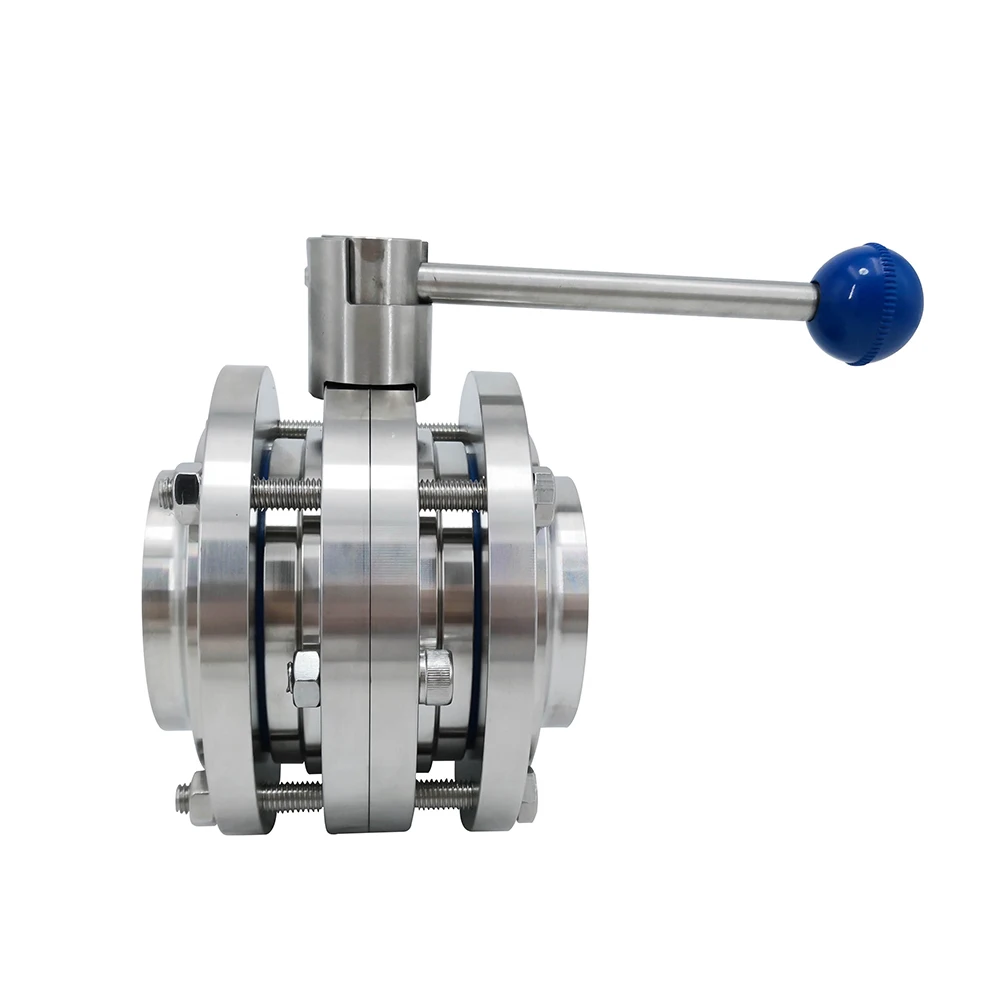 

SS304 SS316L 1Inch 25.4MM SMS Sanitary Hygienic Stainless Steel Manual Three Piece Butterfly Valve with Pull Round Handle