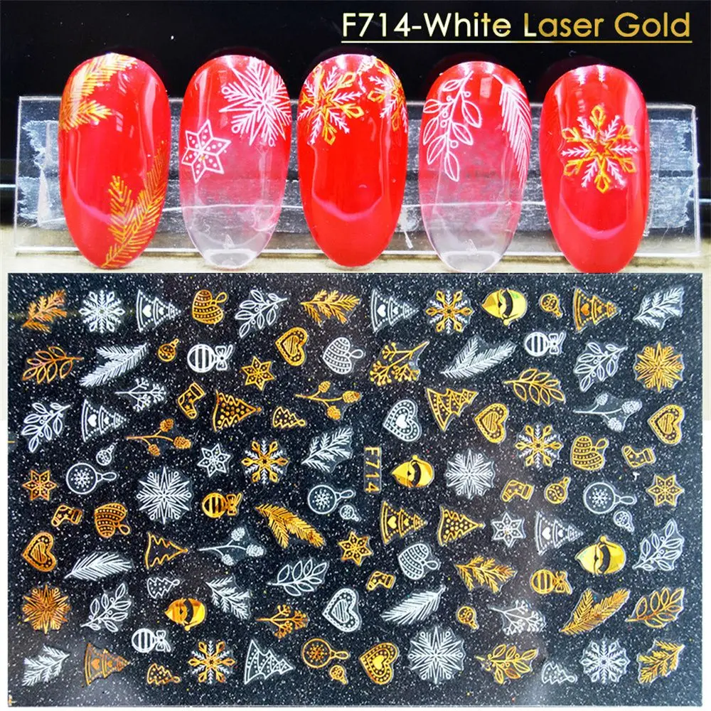 Self Adhesive Nail Foils Manicure Sliders Laser Stickers Snowflake Nail Sticker DIY Nail Decals Christmas Nail Stickers