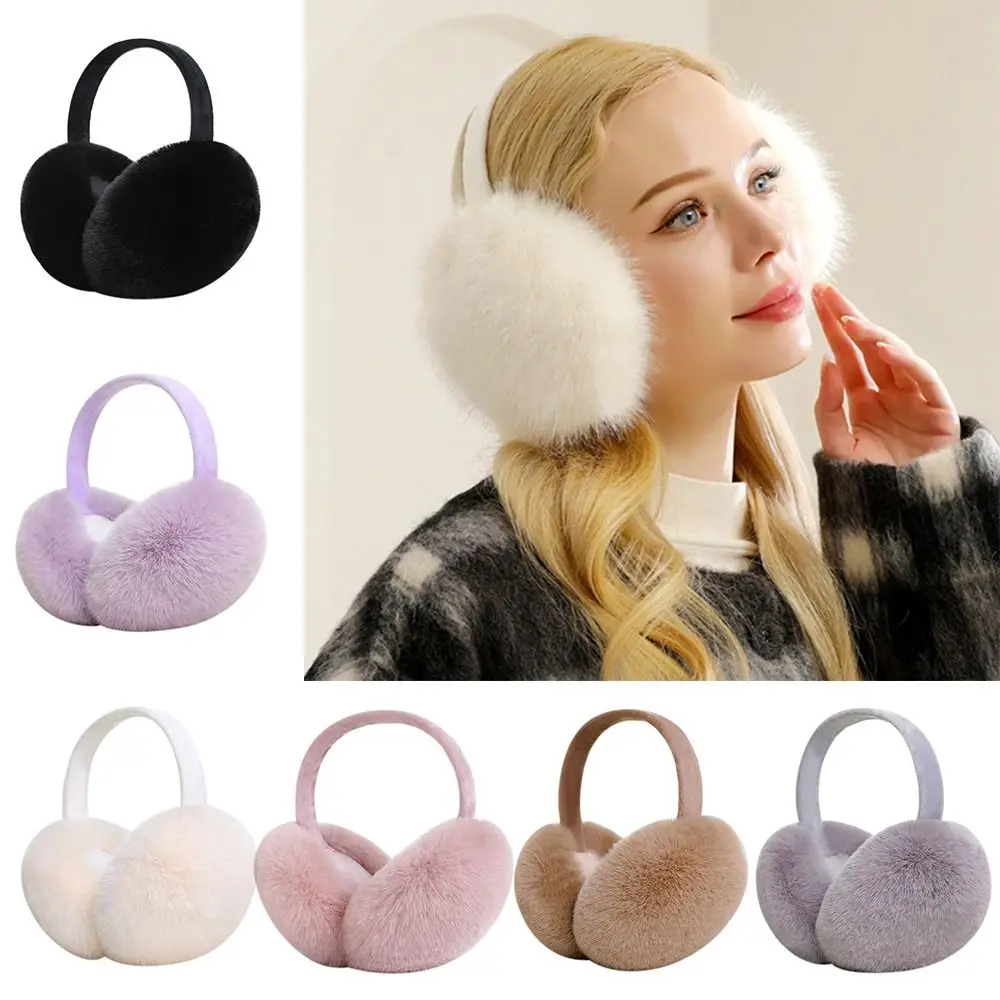 Fashion Plush Earmuffs Ear Warmer Anti-Freeze Thickening Ear Cover Collapsible Keep Warm Winter Earflaps for Women Girls