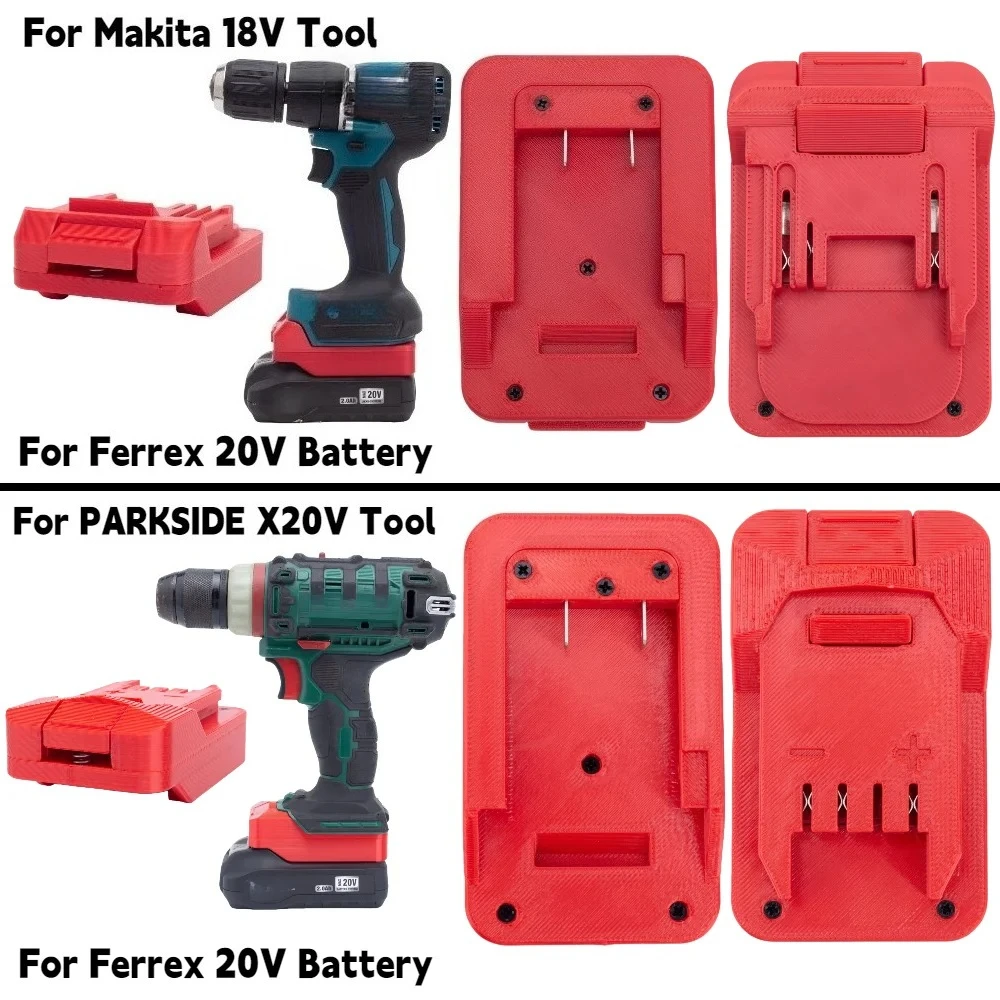 Adapter/Konverter für Ferrex 20V Li-Ionen-Akku zu DeWalt/Makita/OZITO/Milwaukee/BOSCH PBA/PARKSIDE X20V/Ryobi ONE+ 18V Werkzeugen