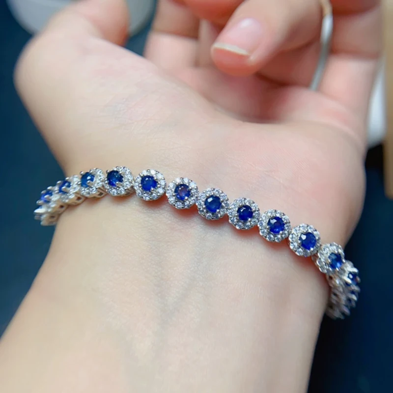 

Natural Sapphire Charm Bracelet for women silver 925 jewelry luxury gem stones 18k gold plated free shiping items