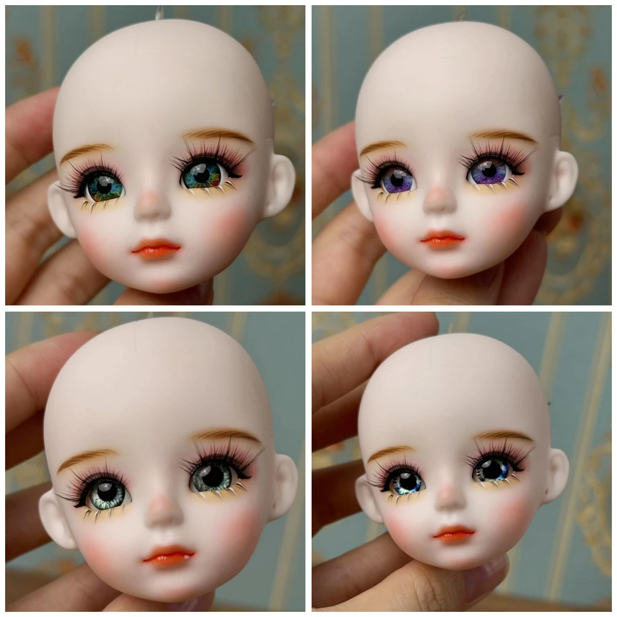 New Cute 30cm Doll Head 1/6 BJD Doll DIY Practice Makeup Whole Doll Toy Gift for Children and Girls (Open Head Can Change Eyes)