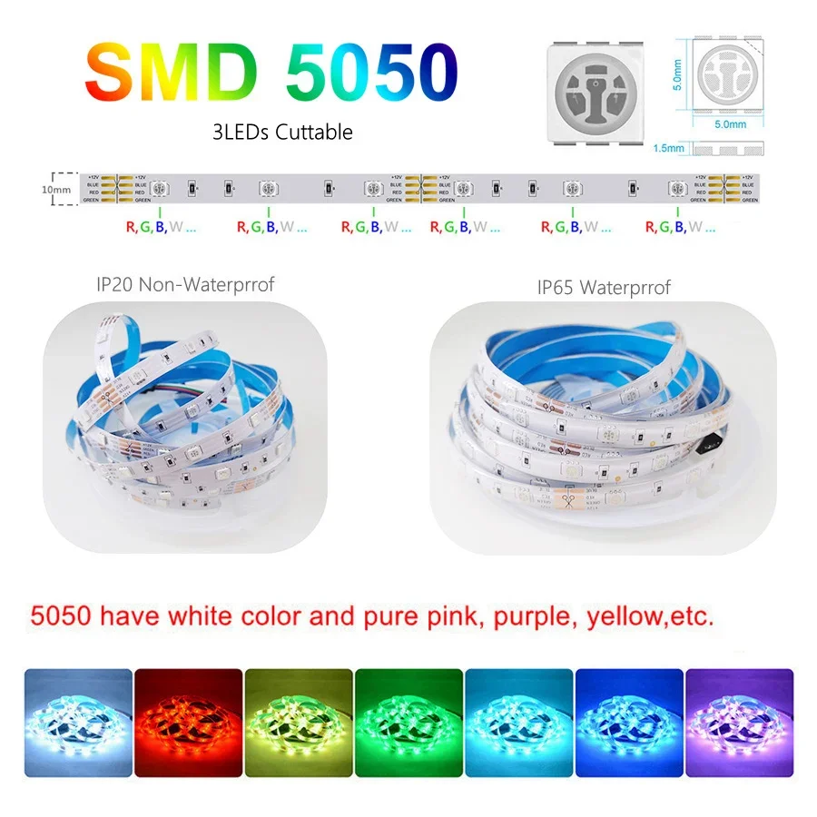 

Светодиодная лента RGB SMD5050 5M 10M 15M 12V Smart Bluetooth Пульт дистанционного управления Гибкая лента Лампа для праздничной вечеринки Рождественский декор