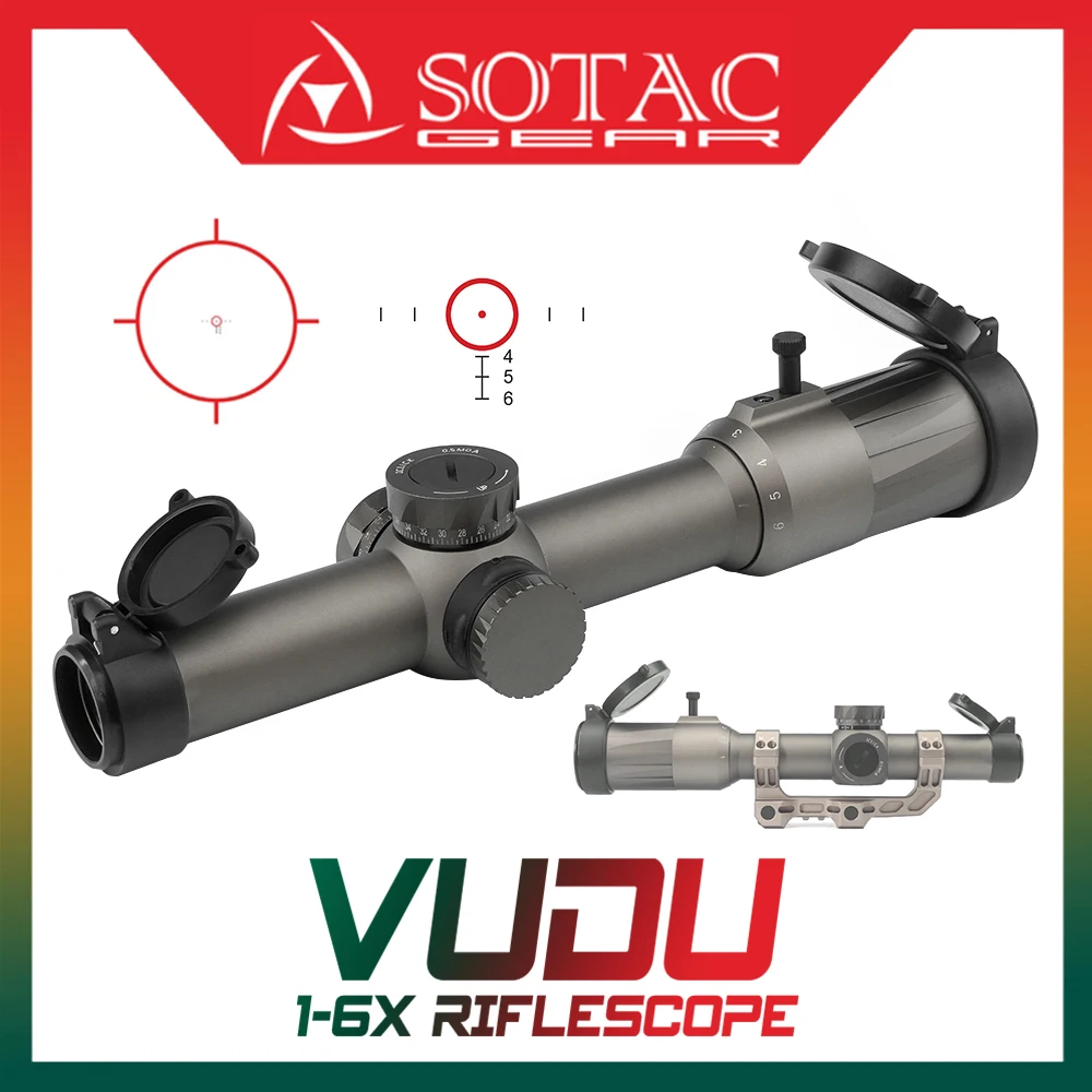 

VUDU 1-6X24mm FFP LPVO Scope 30mmTube SR1 Red Cross Reticle Illuminated for Airsoft Hunting with Full Original Marking