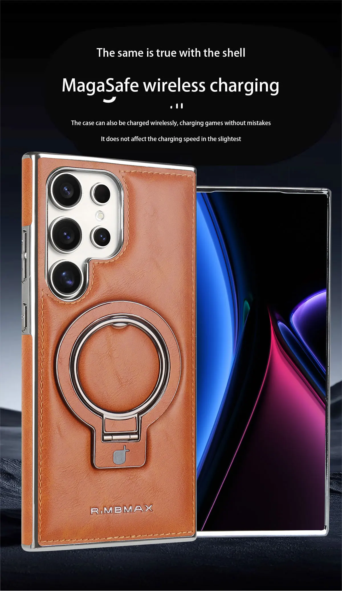 

Чехол для телефона с магнитной кожаной подставкой в деловом стиле для Samsung S25 24 23, задняя крышка