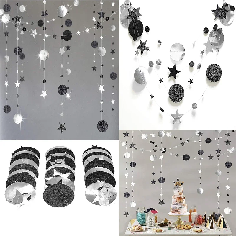 4M Glitter Paper Twinkle Little Star Circle Garland Streamer Banner Wedding Birthday Graduation Decorations déco de mariage