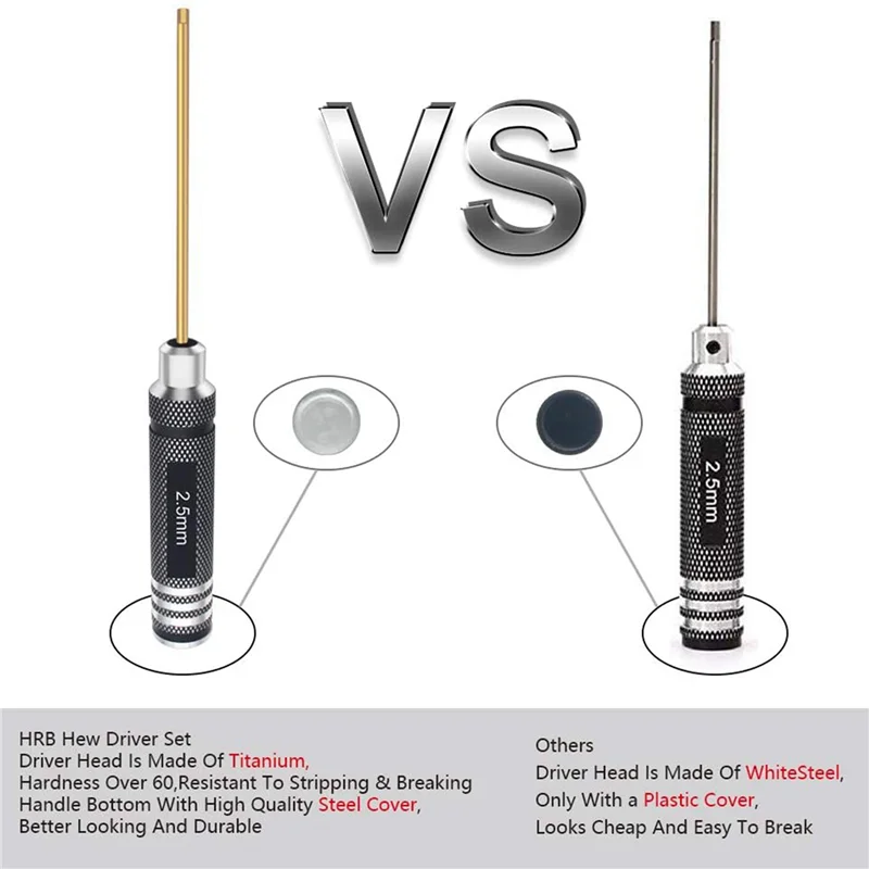 AS96-8 pièces 1.5 / 2.0 / 2.5 / 3.0 Mm jeu de tournevis hexagonaux ensemble d'outils de clé hexagonale en titane pour outil FPV RC multi-axes