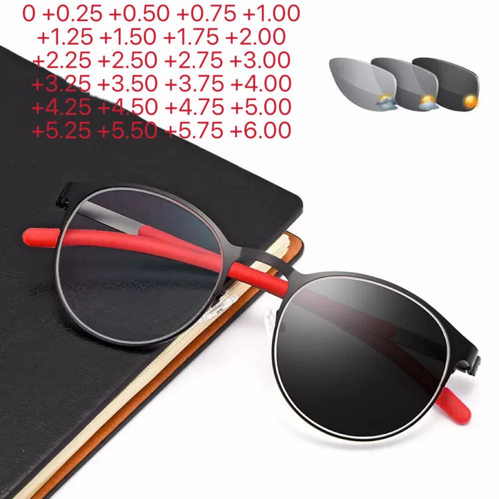 

Round Retro Design Photochromic Reading Glasses Men Women Hyperopia Diopters Presbyopia Outdoor Eyewear +0.25 +1.0 +1.5 +2 To +5