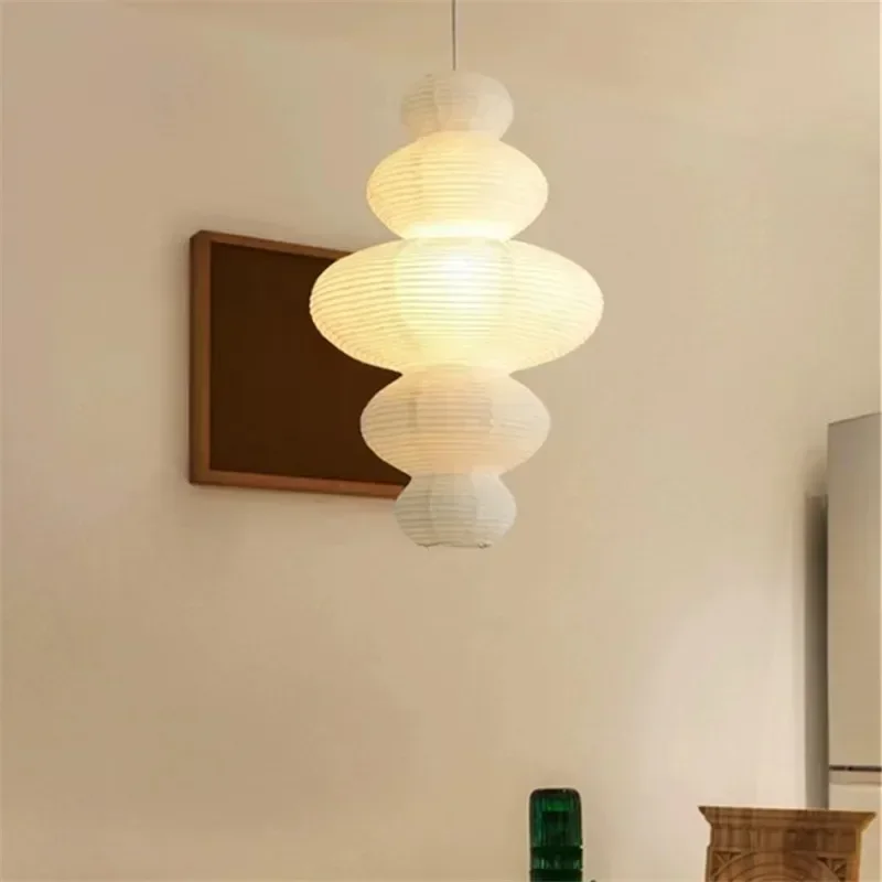 Japanese Style Wild Mouth Pendant Light Wabi Sabi Rice Paper Lamp Nordic Minimalist Kitchen Living Room Bedroom Decorative Light