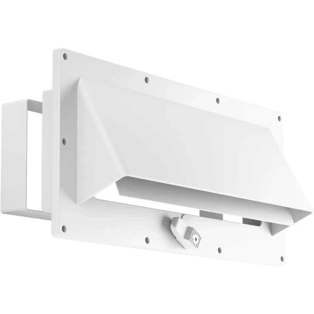 

Aluminum RV Exhaust Range Hood Vent Cover with Adjustable Collar Depth & Locking Damper - Sunproof Camper Stove/Microwave Exteri