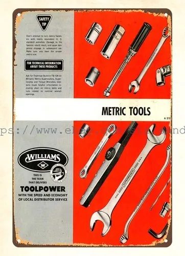 Metall-Blechschild „Williams Metric Tools“ für den Wandverkauf, Cottage-Farm-Werbung