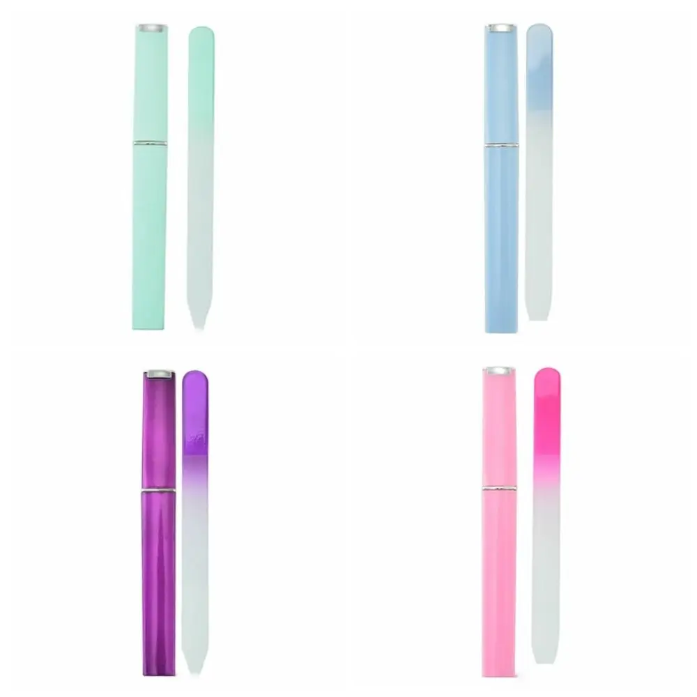 Sandblasted Colored Crystal Glass Nail File Buffer Polished Color Canister Glass File Nail File Durable Multifunction