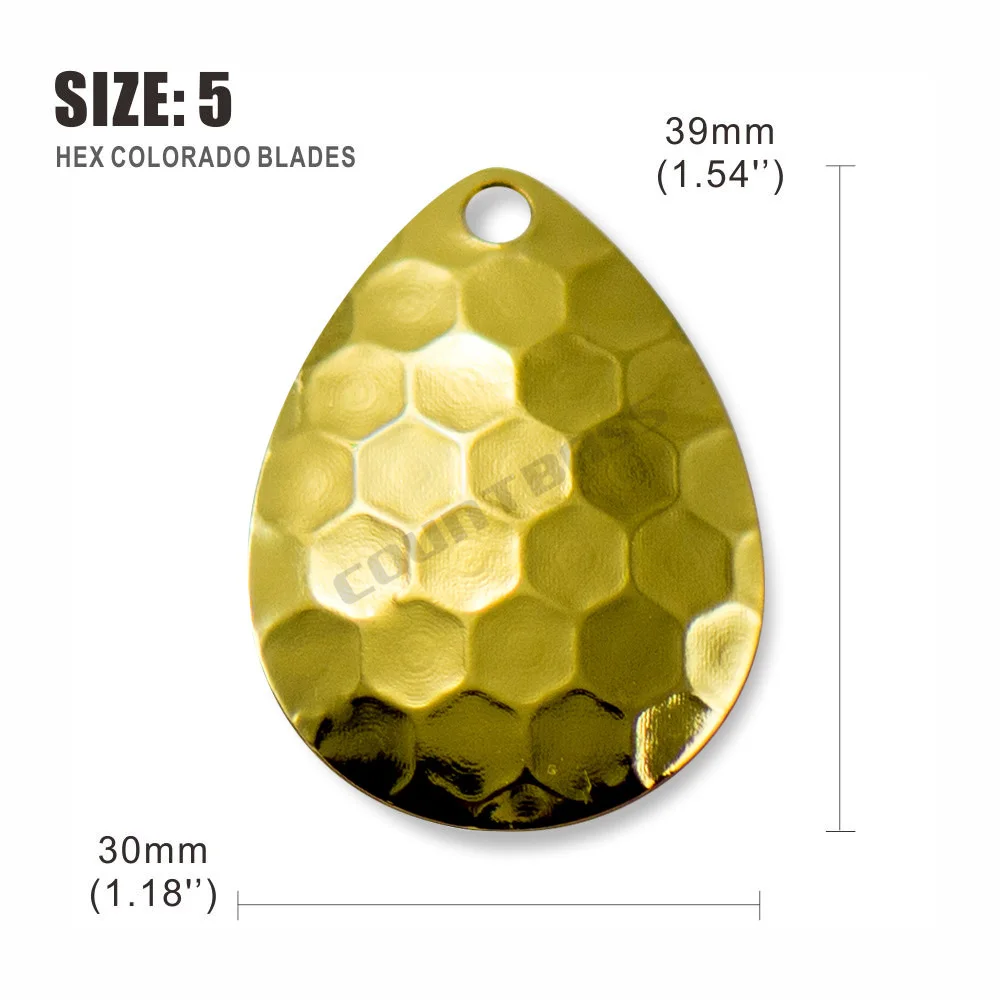 Countbass 50pcs Size 2-5 Gold Plating Steel Colorado Spinner Blades Hex Pattern Premium Quality Tackle Craft view 6