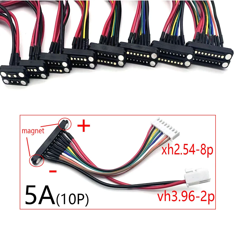 1Sets 5A DC Magnetic Pogo Pin Connector 2Pin 3Pin 4 5 6 7 8 9 10 Pin Pogopin Male Female Spacing 2.54mm Spring Loaded Socket