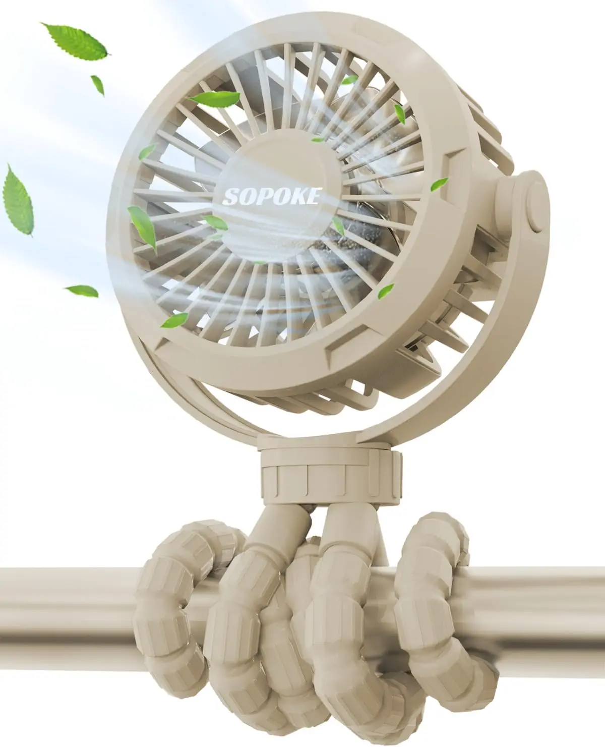

Mini Portable Stroller Fan, 3 Speed Handheld Fan, Battery Operated Rechargeable 360° Flexible Tripod Cooling Fan for Car Seat