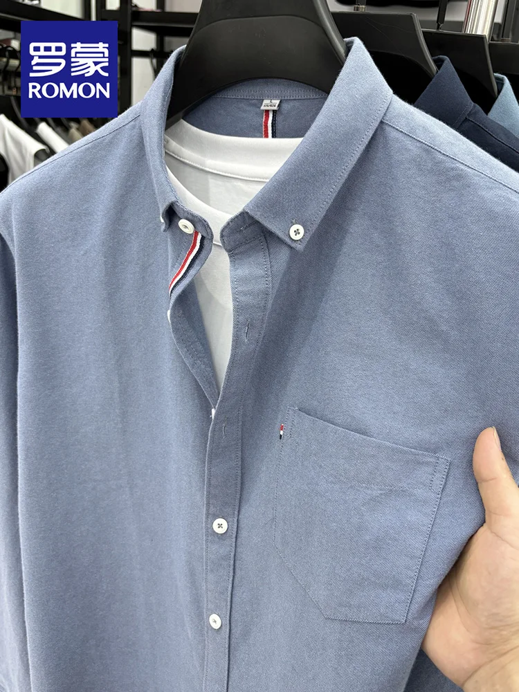 

Rn Men's Slim Fit Long Sve Cotton irt Ox Cloth Casual Busin Pure Color Lightweight Outerwear Spring Autumn