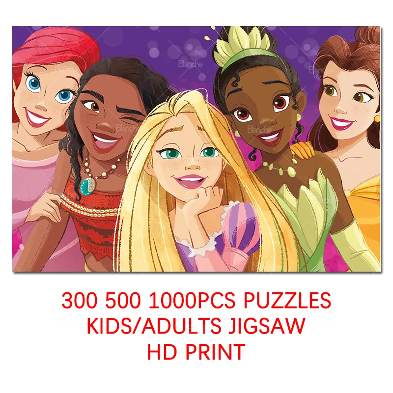 

Disney Princess Fan Art Painting Cartoon Figures 300 500 1000PCS Puzzles Paper Jigsaw For Girls Kids Teen Friends Gift Ornament