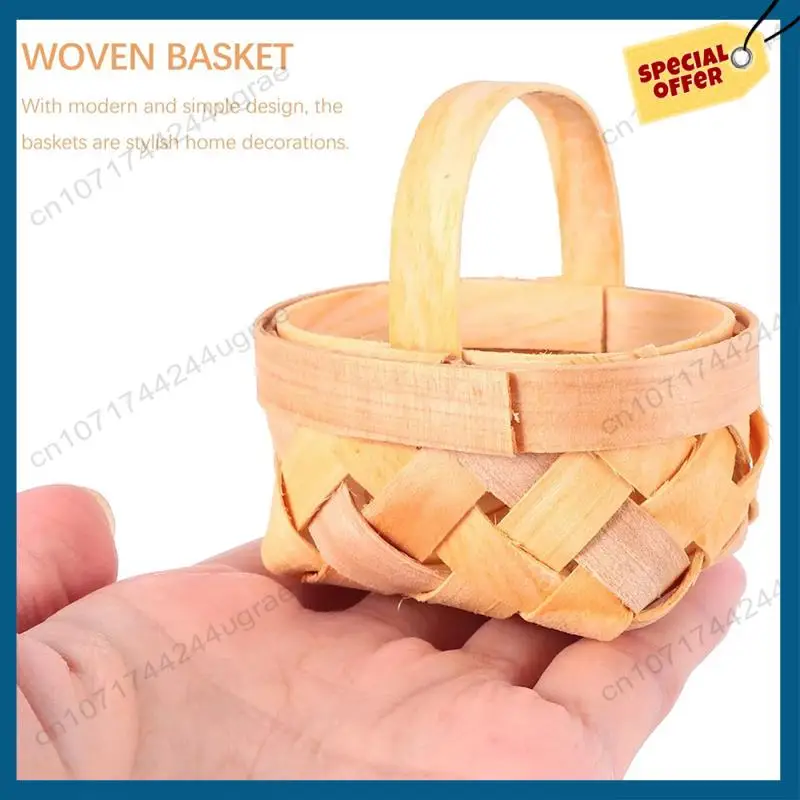 

-A15I 240Pcs Wood Chip Mini Baskets Manual Woven Baskets Ornaments Candy Storage Box