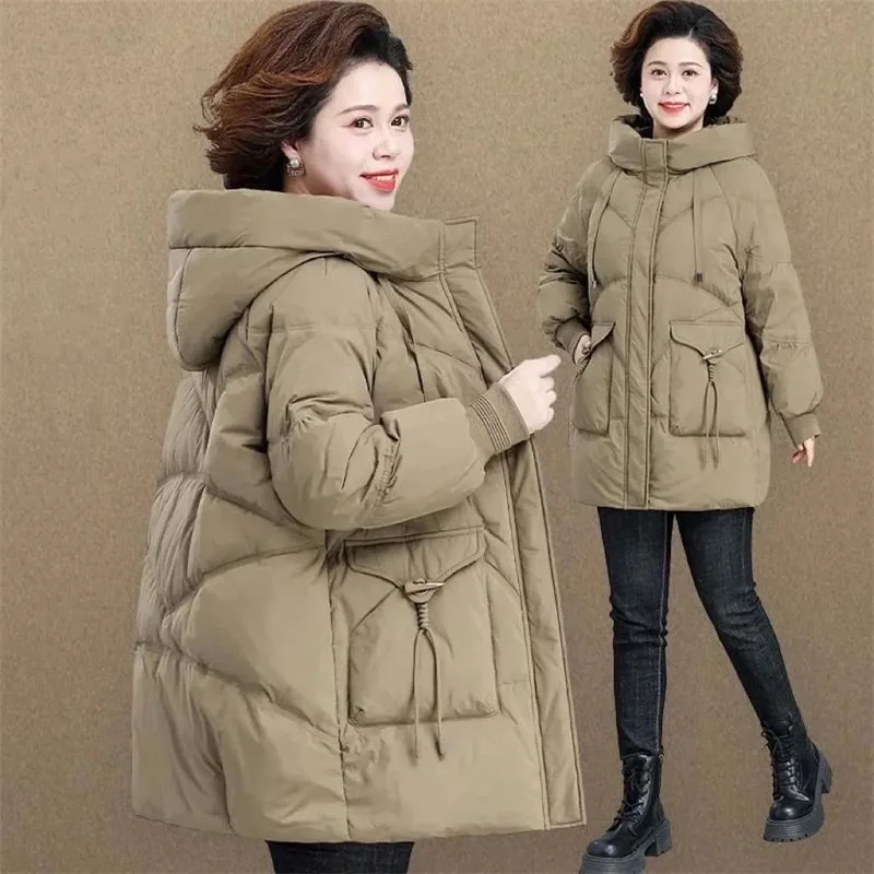 

Winter Women Fashion Long Parkas Coat Femme High-end Hooded Down Cotton Outwear Korean Lady Large Size 4XL Cotton Padded Jacket