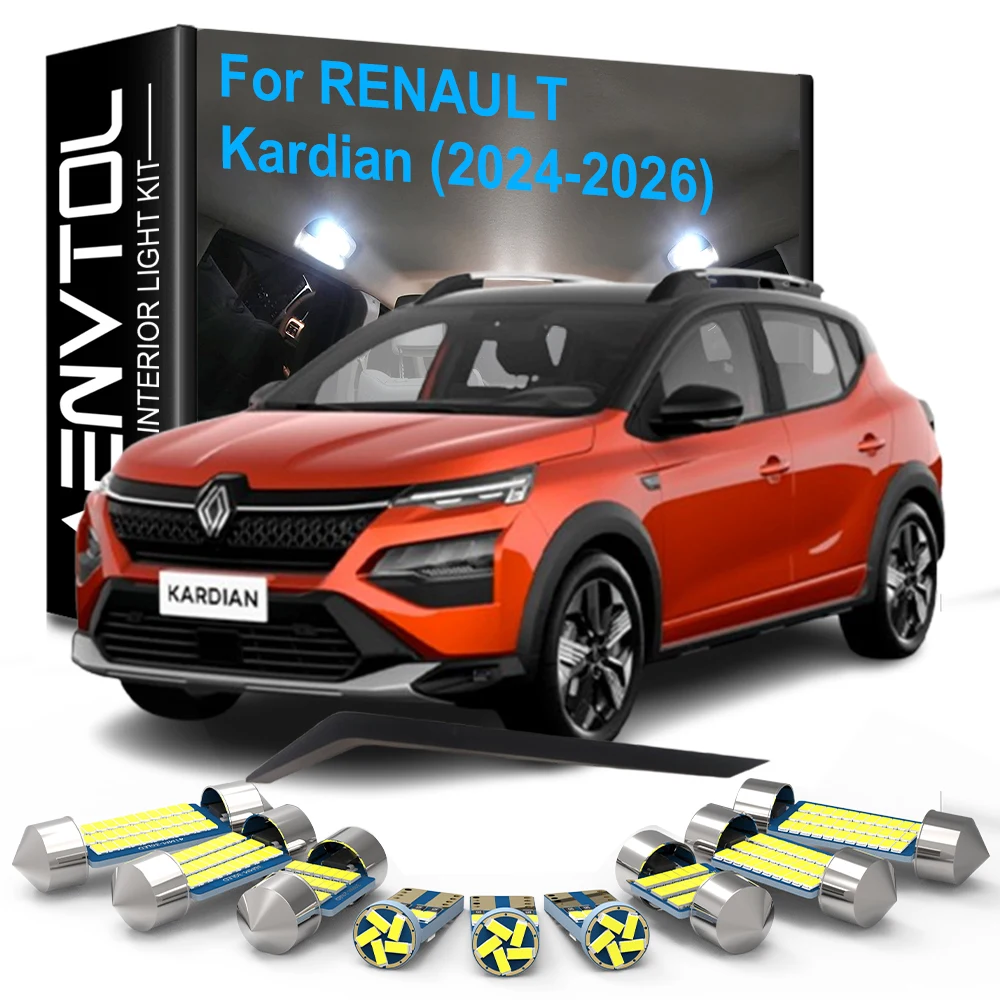 For Renault Kardian 2024 2025 2026 Vehicle Dome Map Reading Luggage Trunk License plate Lamp,9pcs Car LED Interior Lights Canbus
