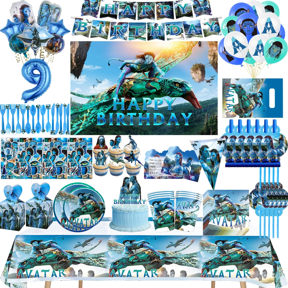 Disney Avatar Kids birthday Party Decorations Paper Disposable Tableware plate Balloon For Boy Baby Shower party Decor Supplies