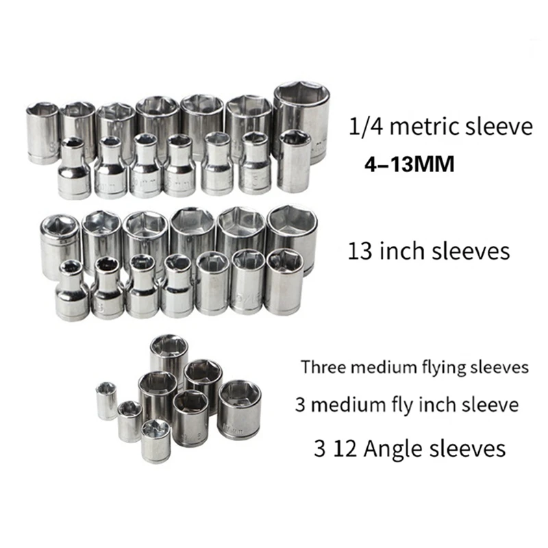 40-Piece Socket Combination Set Socket Wrench Set Auto Repair Tools Household Hardware Tools Socket Combination Tools Durable