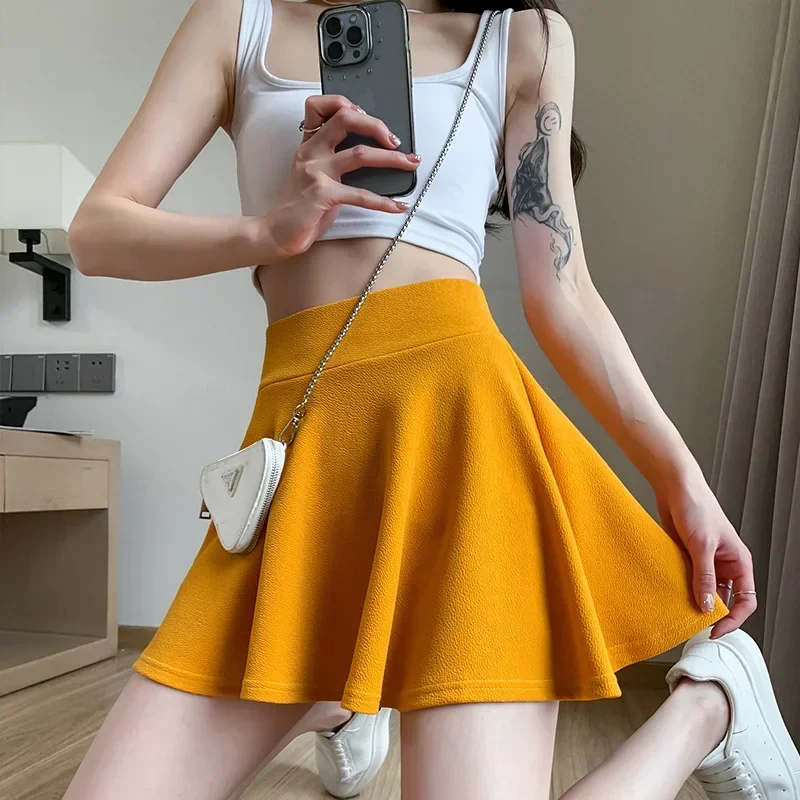 Summer Women\'s Mini Skirt Korean Fashion High Waist Bubble Pleated Skirt Girl\'s Klein Blue Red Short Umbrella Skirt for Women