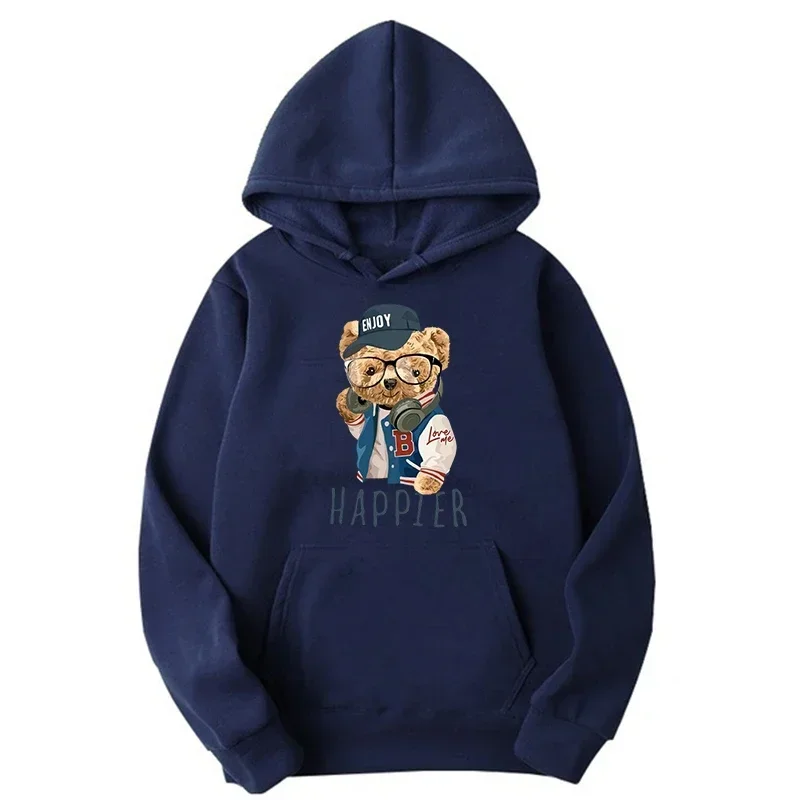 New Fun Teddy Bear Hooded Casual Shirt for Men\'s Fashion Sweatshirt Loose Street Multi Color Sweatshirt