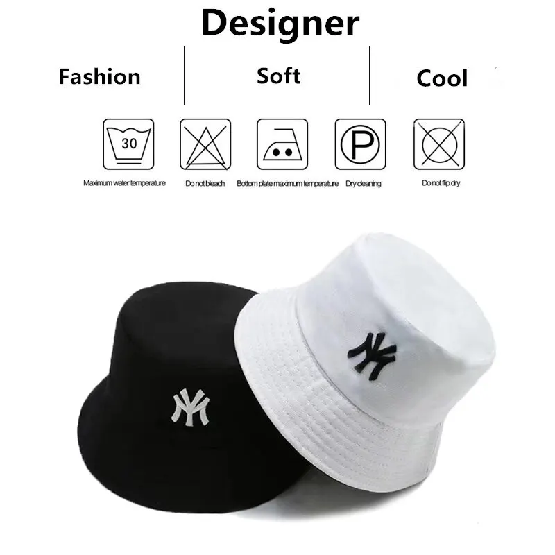 Unisex Letter Embroidery Personality Two-sided Bucket Hats Fishermen Caps Outdoor Casual Cap Sunscreen Hat