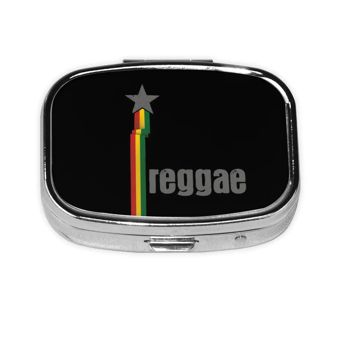 

Metal Rasta Colors Reggae With Star Travel Square Pill Organizer Jamaican Pride Medicine Box Pill Box Splitters Storage Box