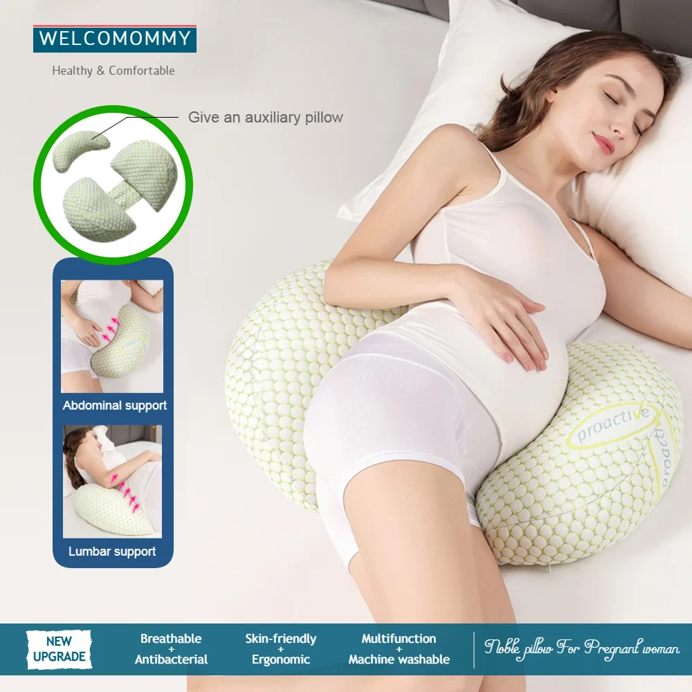 Almohada corporal para embarazadas, almohadas para embarazo cojín en forma de U para dormir en la cintura, ropa de cama de maternidad, de algodón,