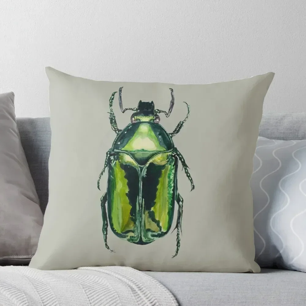 

Green Scarab Beetle: Agestrata semperi female Throw Pillow christmas decorations for home 2025 Couch Cushions pillow