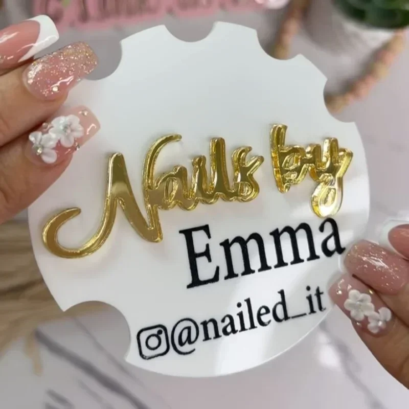 Custom Acrylic Nail Handheld Sign Technician Nailfie Photo Prop Business Nail Tech Photo Prop Beauty Salon Prop Nailfie Disc