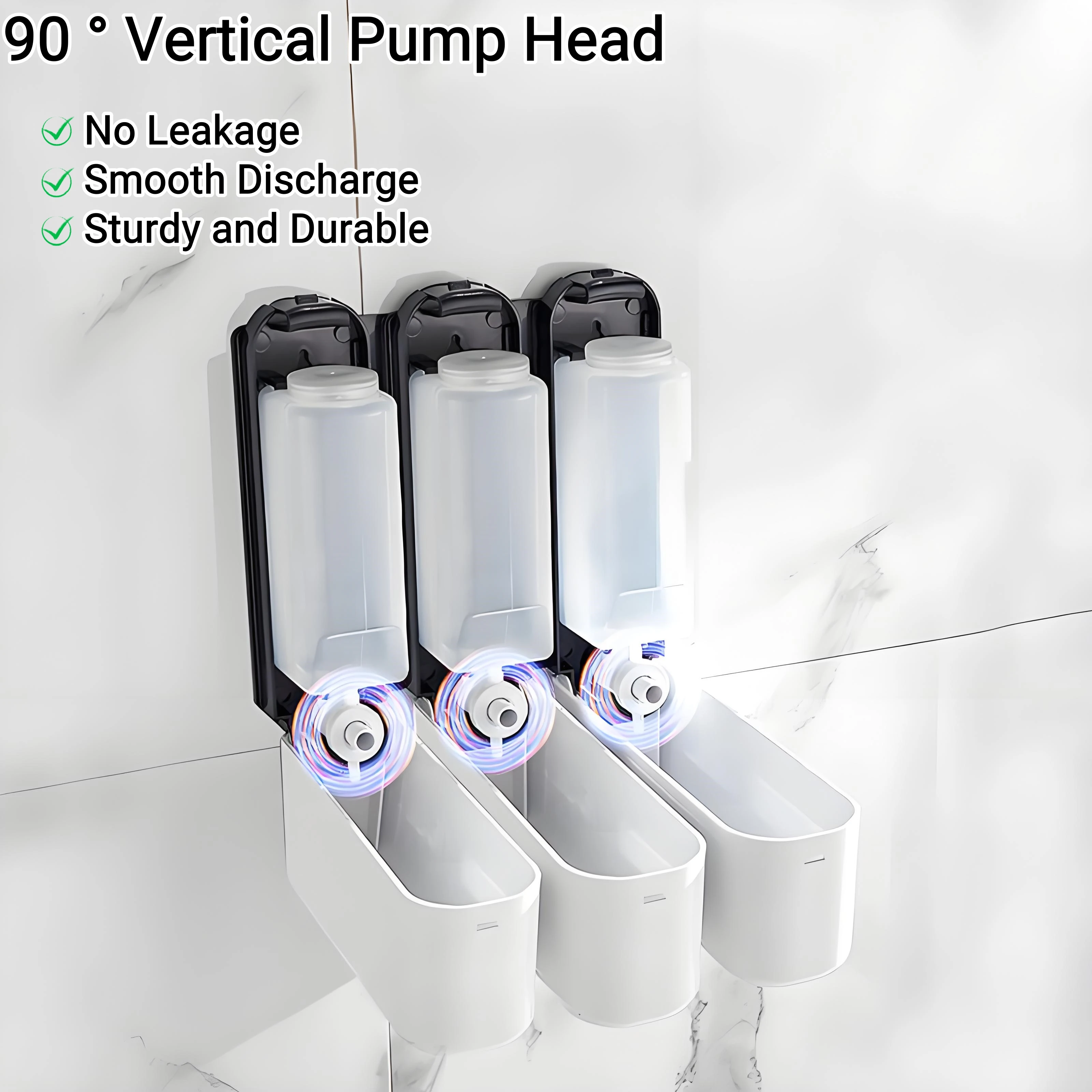 2*350 مل لا يتطلب حفر موزع الصابون، حاوية لوشن الضغط اليدوي للمنظفات شامبو الاستحمام جل المطهر اليدوي، المنزل #4