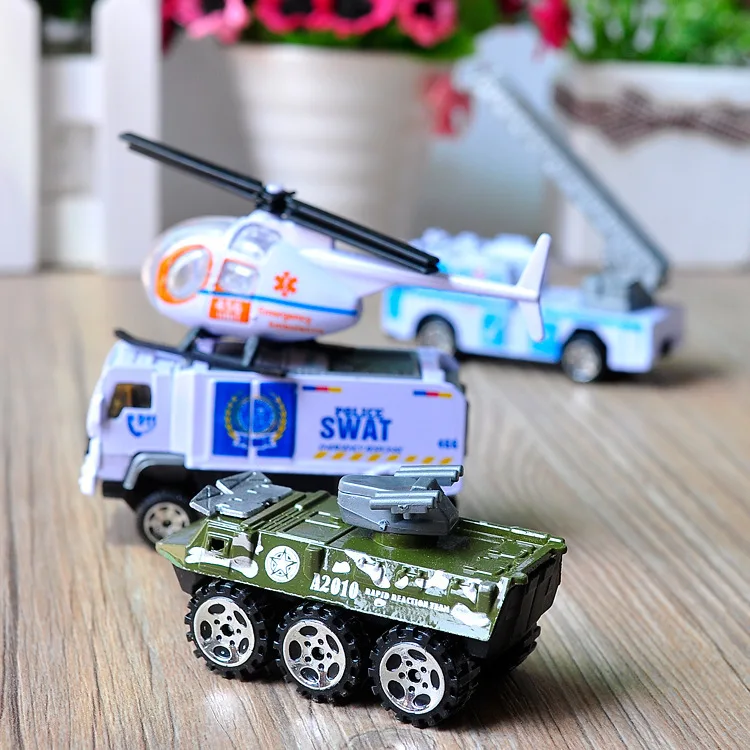 New Mini Alloy Car Children's Toy Car Model Military Alloy Fire Truck Multiple Packs