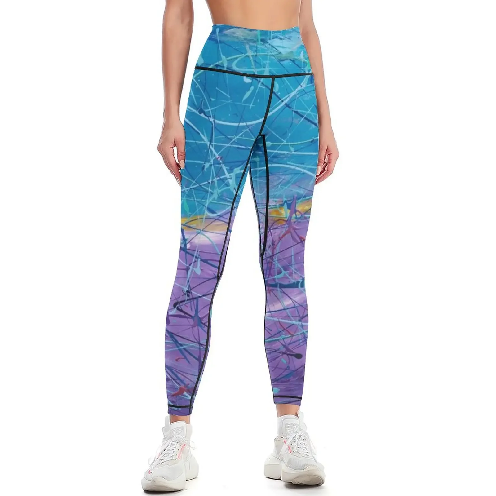

Purple/Blue Abstract Leggings sportswear gym active wear exercise clothing for Women's pants Womens Leggings