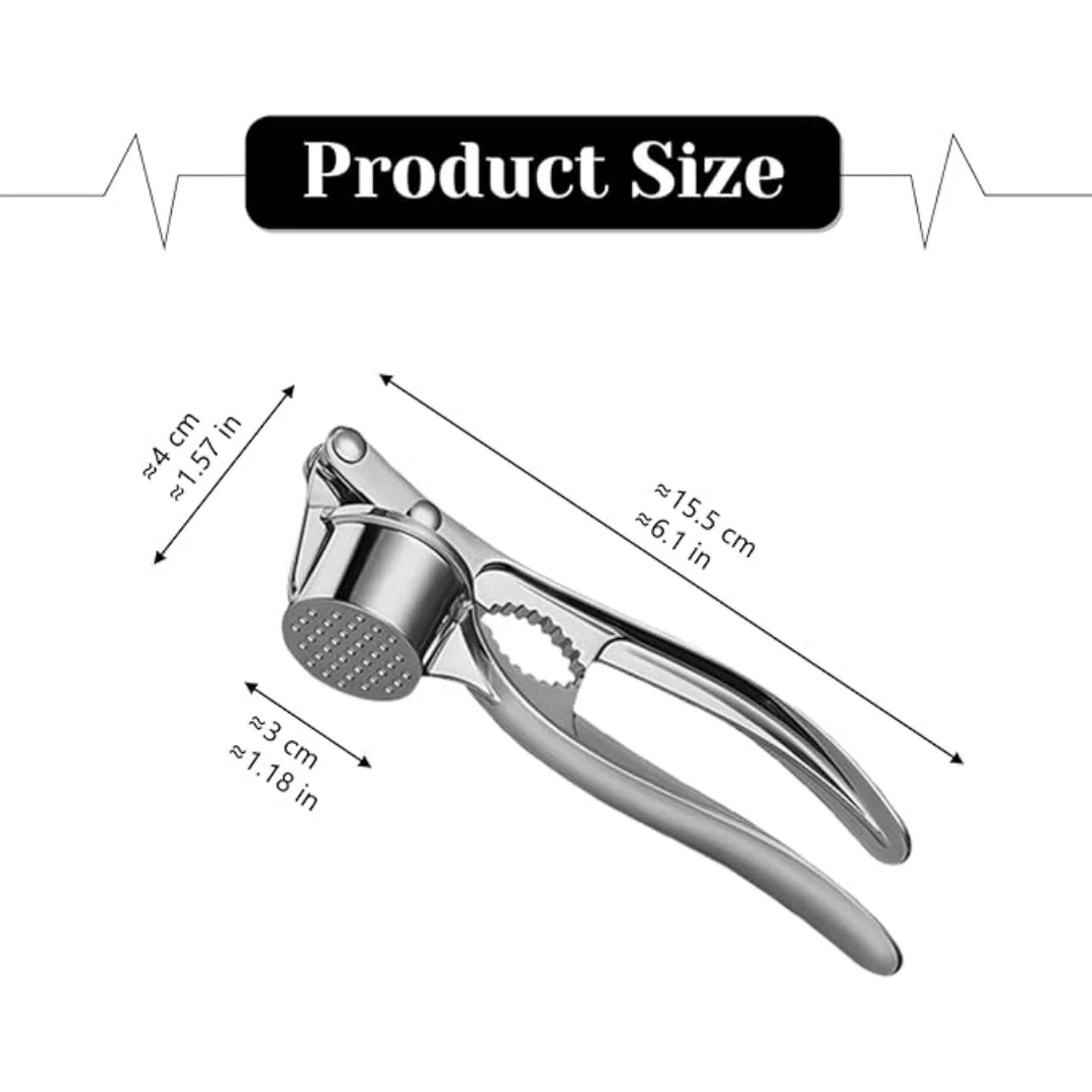 Multipurpose Garlic Press - Sturdy Metal Garlic Crusher, Easy to Clean, Ideal for Home & Commercial Kitchens