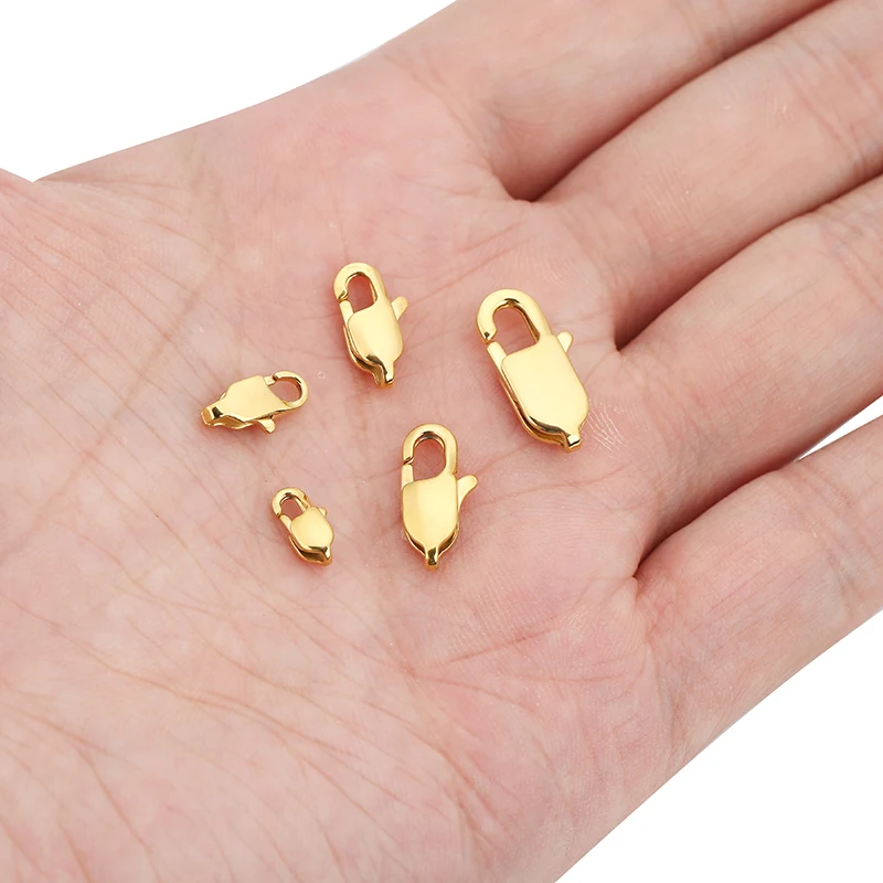 10pcs High End Quality Gold Stainless Steel Lobster Clasps Hooks End Connector for DIY Bracelet Necklace Jewelry Making Supplies