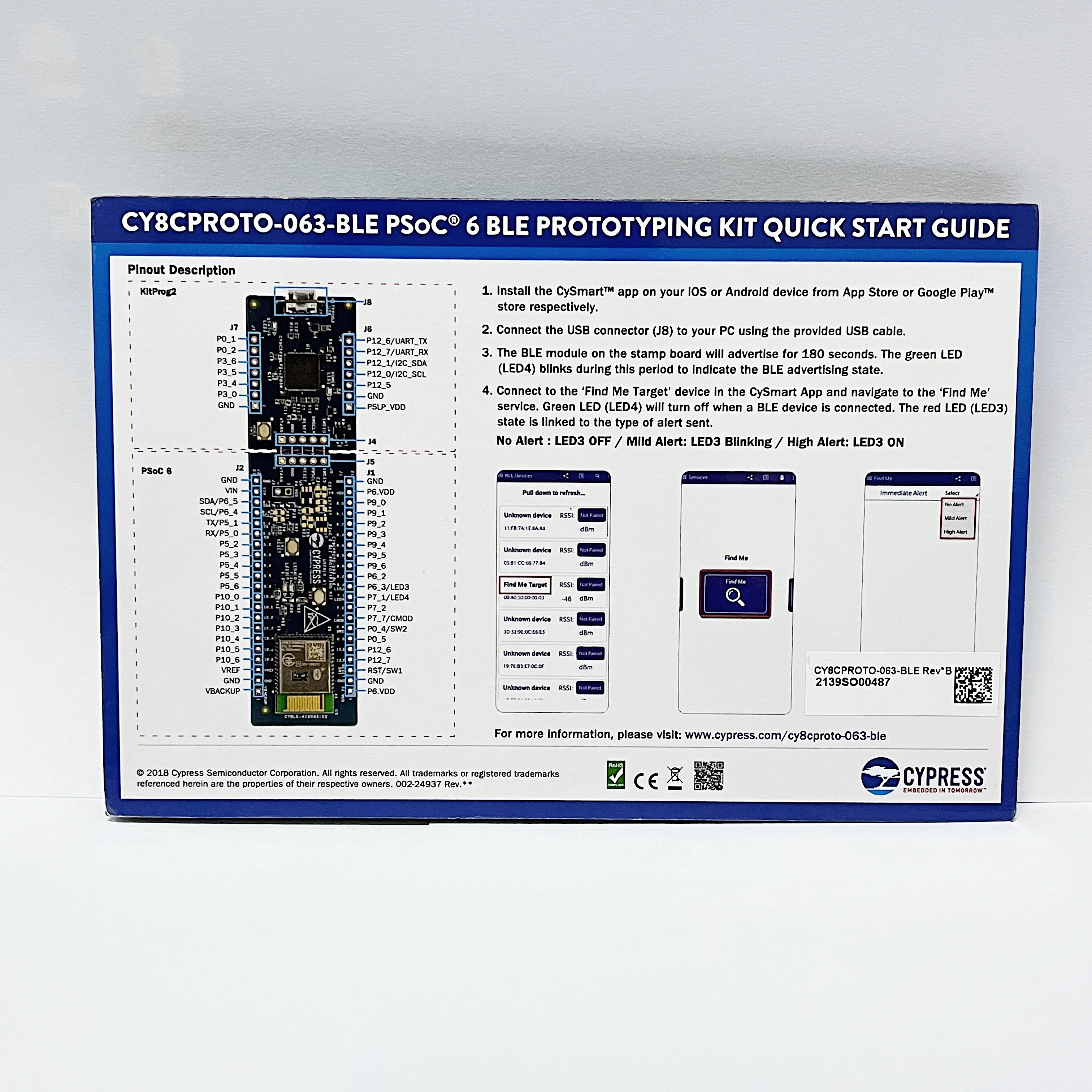 AvadaTech CY8CPROTO-063-BLE PSoC6 Bluetooth 5.0 BLE Kit Bluetooth Development Board