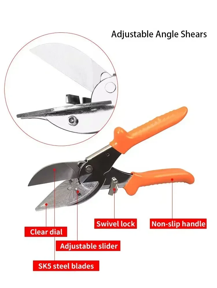 Multifunctional Miter Shear Cutter Adjustable At 45 To 135 Degree Hand Tools for Cutting Soft Wood, Plastic Projects with Blades