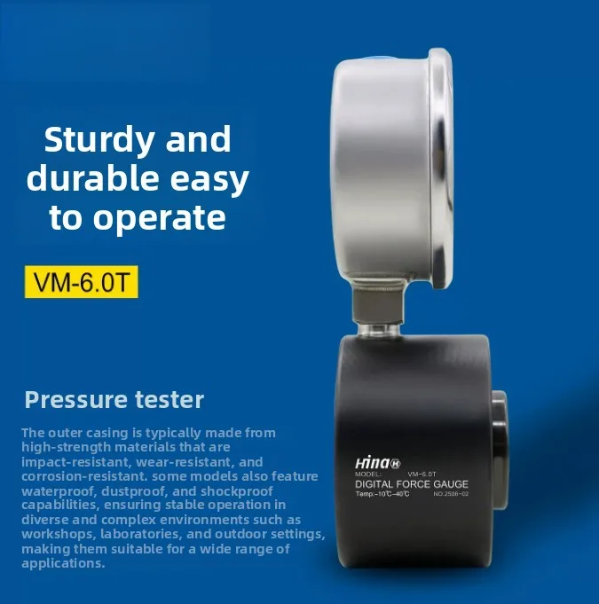 Hydraulic Vise Pressure Gauge Clamping Force Measuring Instrument VM-6.0T 0-6T