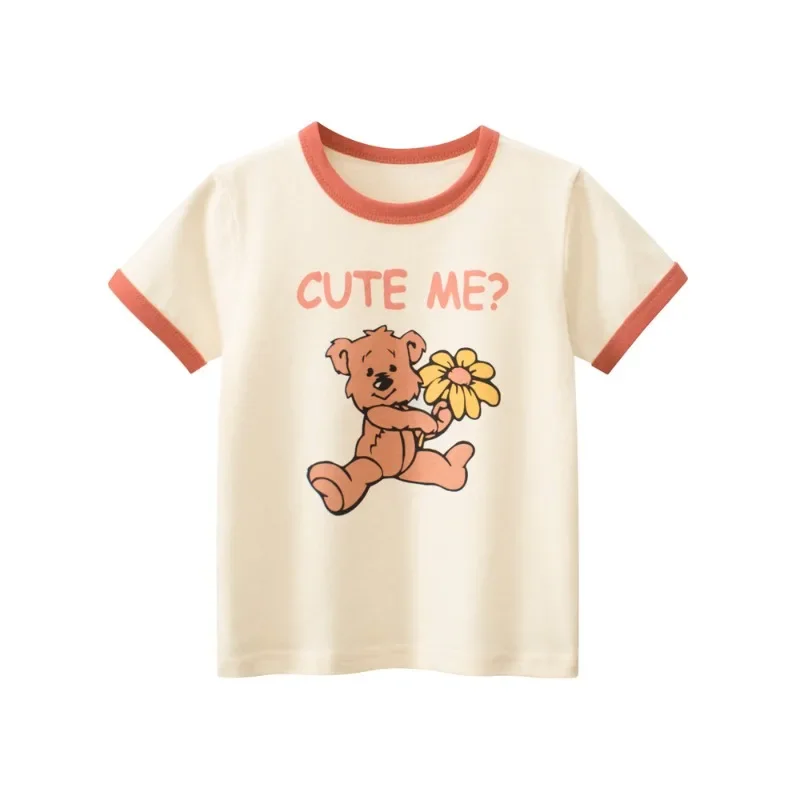 2025 Children's Clothing Summer New Kids Cartoon Printed Short-sleeved T-shirt Baby Girl Clothes Cotton Top