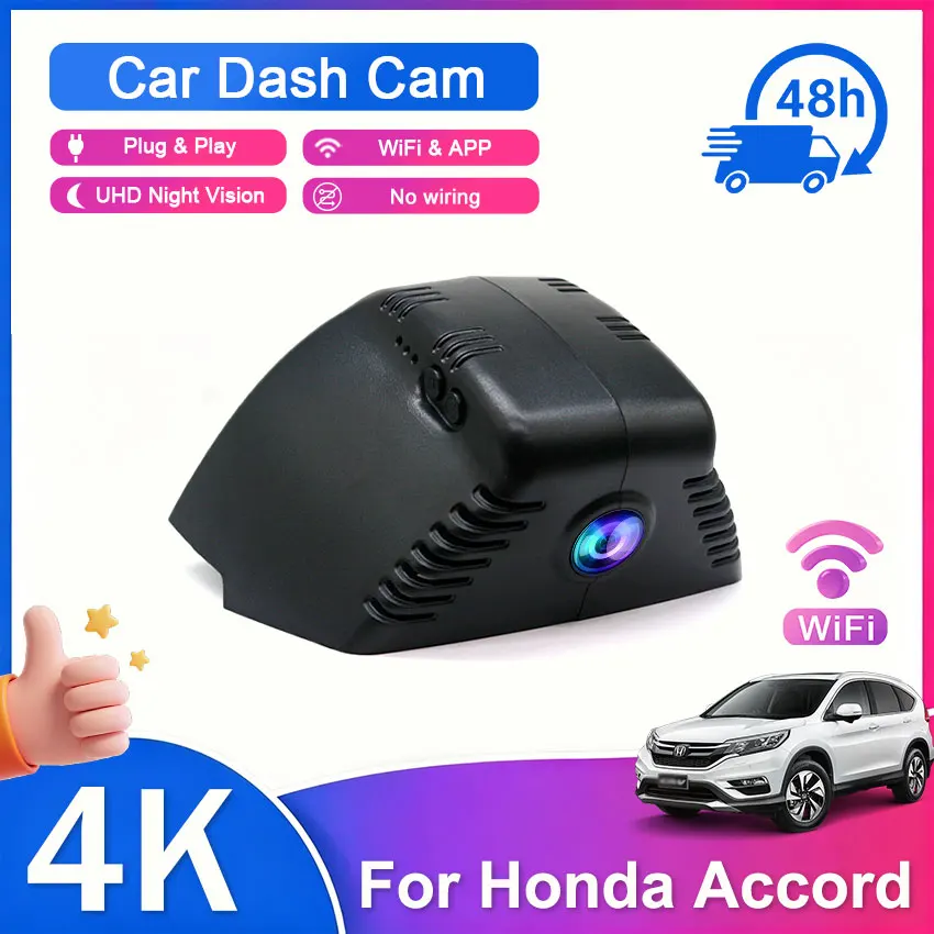 Dash Cam Wifi APP 4K for Honda Accord 11th Gen 2023 2024 2025 2026 Plug and Play Car DVR Dashcam Camera Video Recorder