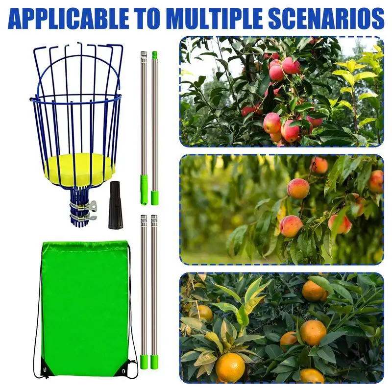 Fruit Picker Fruit Picking Tool with Basket Fruits Picker For Picking Citrus Pear Telescopic Handle Apple Picker Garden tools