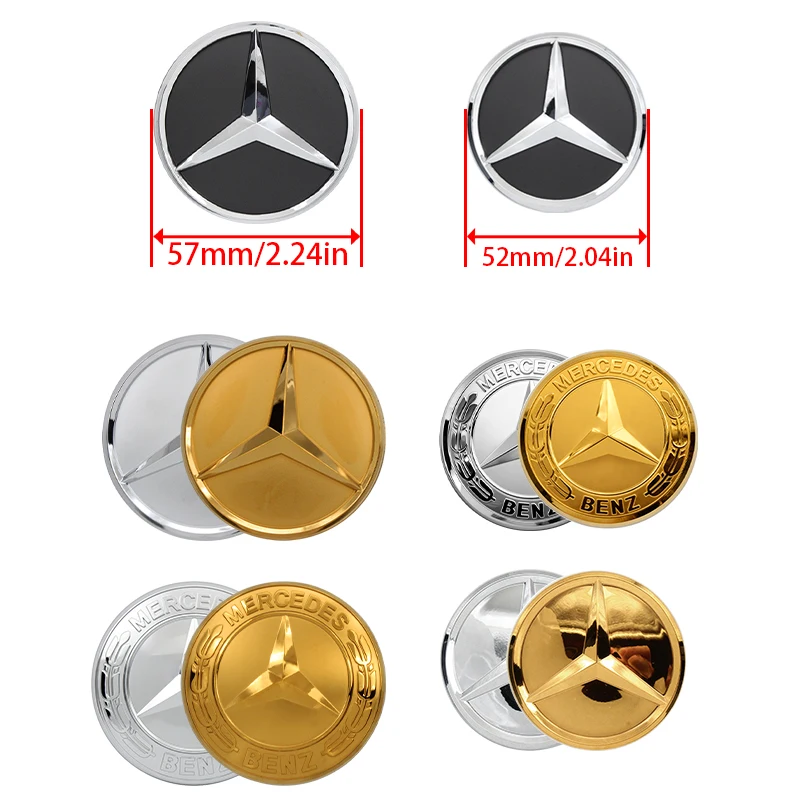 1Pc 52mm 57mm Car Steering Wheel Center Emblem Stickers For Mercedes Benz AMG W203 W206 W205 W211 W212 W210 W201 Badge Accessory view 2