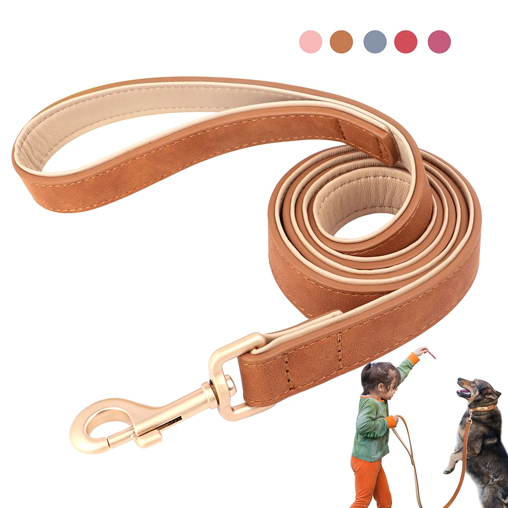 120cm Pet Dog Leash Soft PU Leather Padded Handle Dogs Lead Leash for Dog Walking Training German Shepherd Golden Retriever