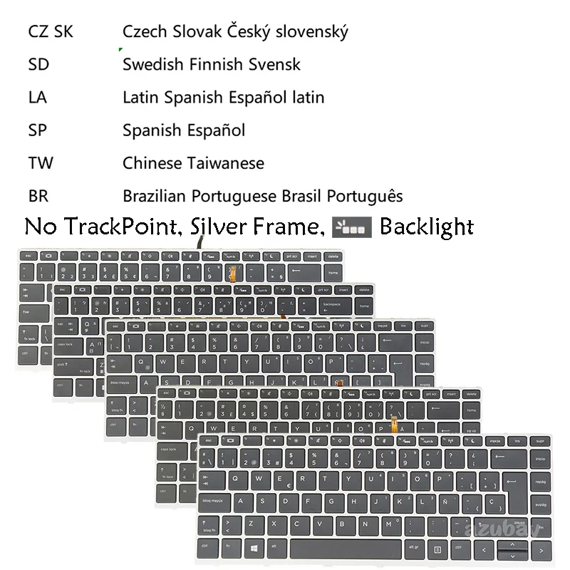 Backlit Laptop Keyboard for HP ProBook 640 G4， 645 G4， 640 g5， 645 g5 Czech Slovak Swedish Latin Spanish Taiwanese BR Portuguese