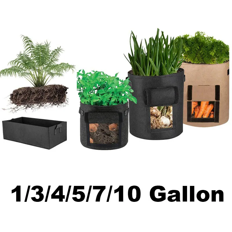 1/5/10gal fabric potato plant flower Pots Grow Bags flowr Flowerpot fruit plante tools garden growing Vegetable veg Planting