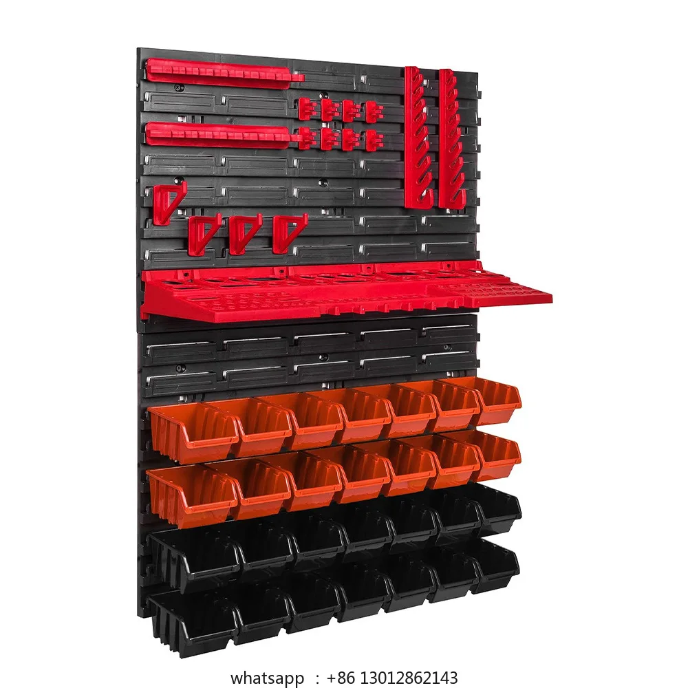 wall-mounted-storage-bins-49-bin-parts-rack-organizer-garage-with-wall-panels-hooks-plastic-shop-tool-for-screw-nails